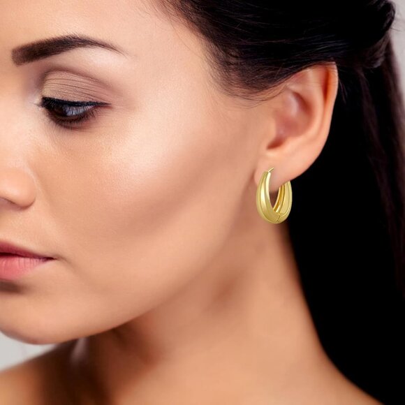 6 Pairs Gold Hoop Earrings Set for Women, 14K Gold Plated Huggie Chunky Earring - Picture 9 of 9